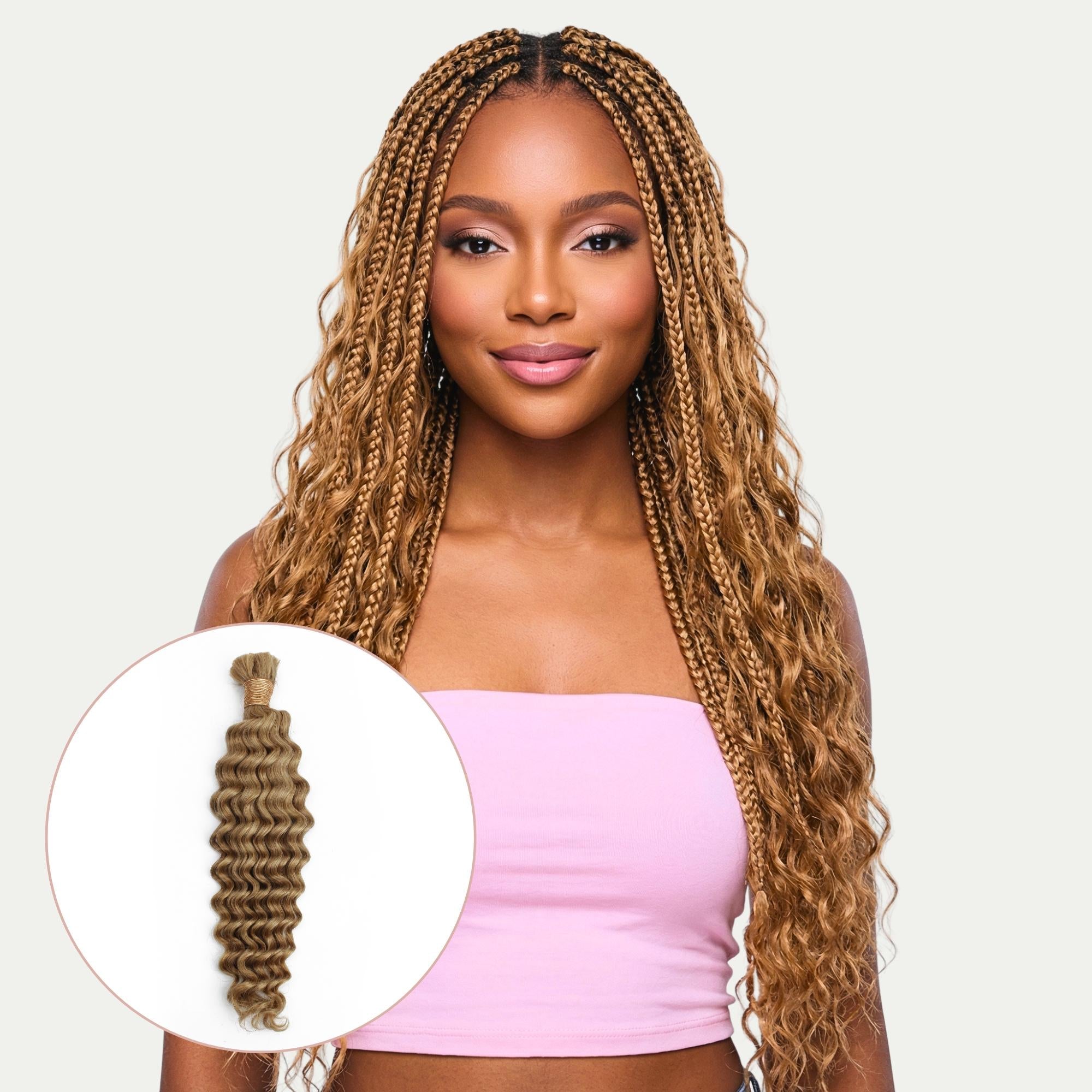 Honey Blonde Deep Wave Bulk 100% Human Braiding Hair | Color 27