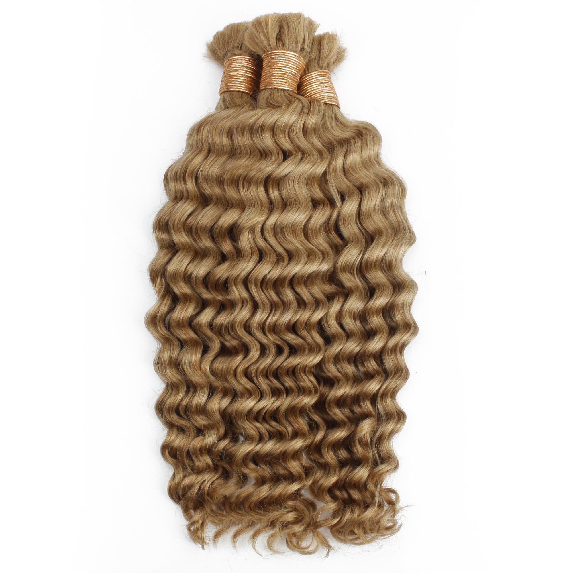 Honey Blonde Deep Wave Bulk 100% Human Braiding Hair | Color 27