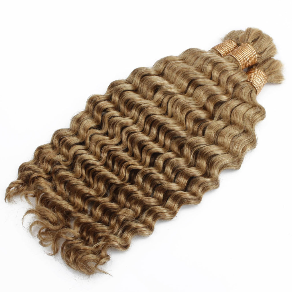 Honey Blonde Deep Wave Bulk 100% Human Braiding Hair | Color 27